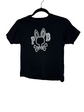 Psycho Bunny Kids Bales Graphic Tee Black White Unisex Medium
